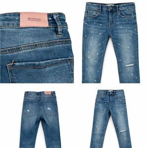 Stradivarius Pearl Stud Distressed Skinny Jeans Size 2